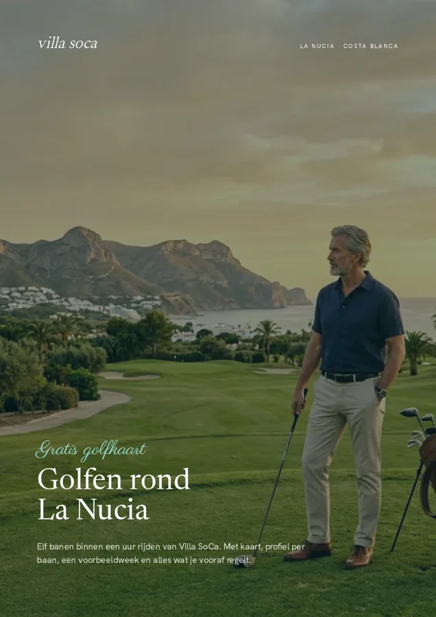 Voorkant van de gratis golfkaart Costa Blanca